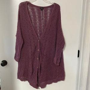 Purple knit button up cardigan